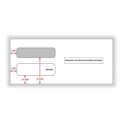 ComplyRight Moistenable Glue Security Tinted Double-Window Tax Envelopes, 3 7/8" x 8 3/8", 50/Pack (DW19W)