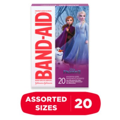 Band-Aid Disney Frozen II Adhesive Bandages, Assorted Sizes, 20 Bandages/Box (116317)