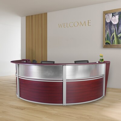 Regency Marque 144W Curved Reception Desk Workstation, Mahogany (77313MH)