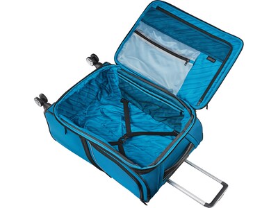 American Tourister Zoom Turbo Polyester 4-Wheel Spinner Luggage, Teal Blue (131400-1855)