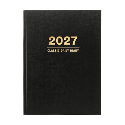 2027 Excello Brands 7.3 x 8.5 Daily Standard Planner, Paperboard Cover, Black (CD68-CY27-BK)