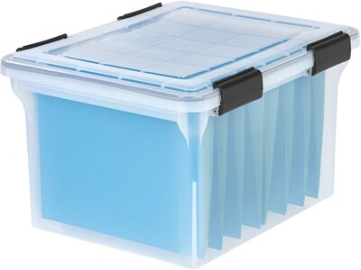 Iris WeatherPro Stackable Polypropylene Storage Box, 10.86" x 18" x 14.5", 32 Qt., Clear, 6/Pack (110600)