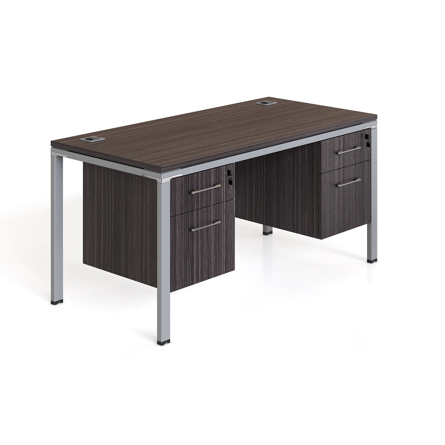 Boss Office Products Simple System 66 Workstation Desk with 2 Pedestals, Driftwood (SGSD003-202)
