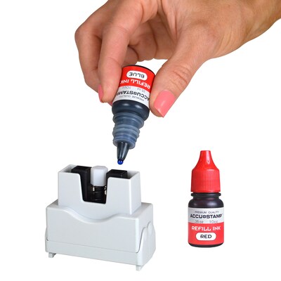 Accu-Stamp Ink Refills, Blue and Red Ink, 2/Bottles (032958)