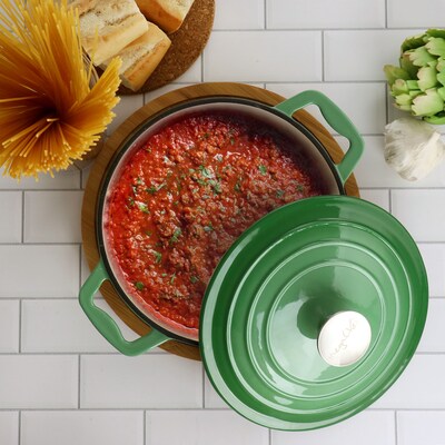 MegaChef Cast Iron 2 Quart Dutch Oven, Green (936119982M)