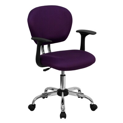 Flash Furniture Beverly Ergonomic Mesh Swivel Mid-Back Padded Task Office Chair, Purple (H2376FPURARMS)