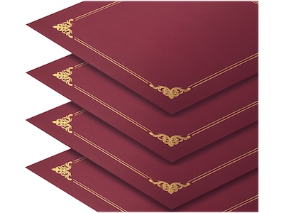 Better Office Certificate Holders, 8.75" x 11.25", Crimson Red/Gold, 25/Pack (65253-25PK)