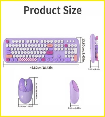 SaharaCase Wireless Ergonomic Keyboard and Laser Mouse Combo, Purple (KB12)