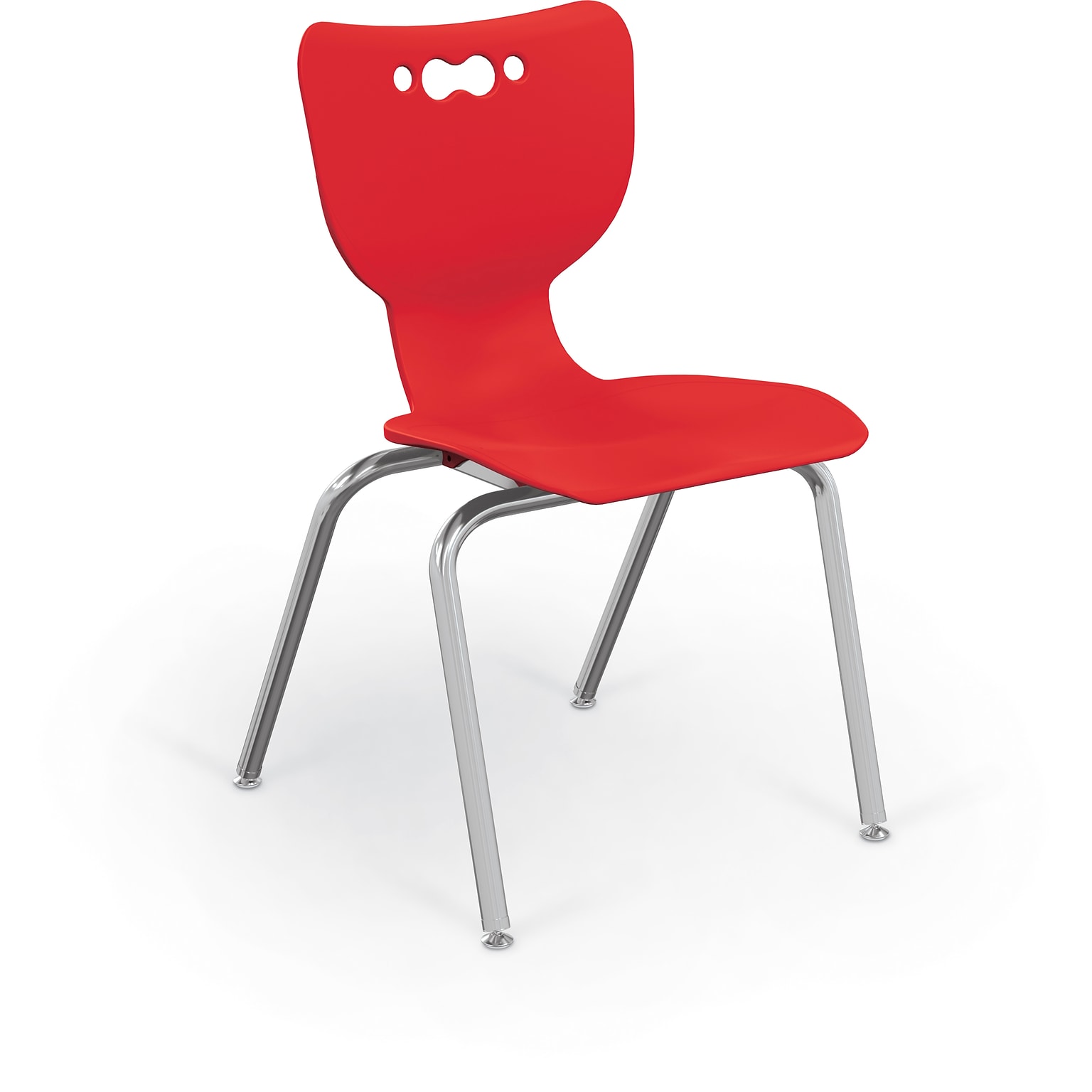 MooreCo 18 Hierarchy Student Chair with 4 Legs, Red/Chrome Base (703673611053)