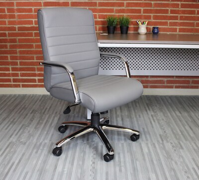 Boss Office Products Ergonomic CaressoftPlus Swivel Conference Chair, Gray/Chrome (B696CRB-GY)
