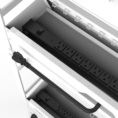 Luxor 32-Unit Tablet/Chromebook Open Charging Cart, White Steel (LOTM32)