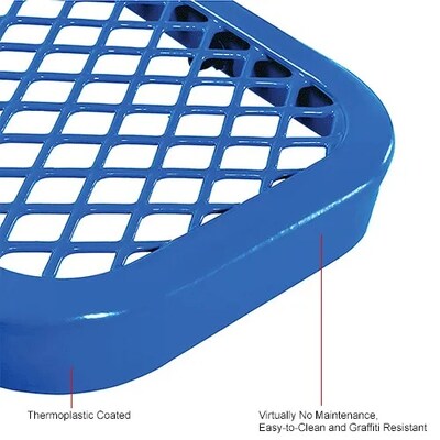 Global Industrial 6' Outdoor Steel Bench w/ Backrest, Expanded Metal, Blue (277154BL)