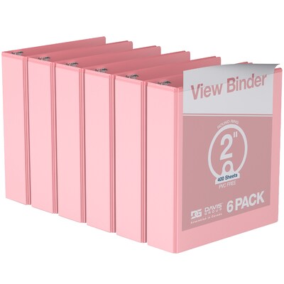 Davis Group, 2, 8.5 x 11, Round Ring View Binder, Pastel Color, Blush, 6/Pack (7413-11-06)