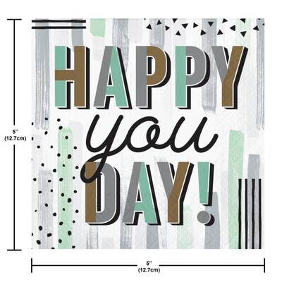 Creative Converting Minted Milestone Happy You Day Beverage Napkins, 192/Pack (372546)