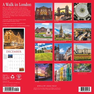 2026 Willow Creek A Walk in London 12 x 12 Monthly Wall Calendar (49754)