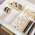 Martha Stewart Kerry Plastic Stackable Office Desk Drawer Organizer, Clear/Gold, 6/Set (BEPB9051G6CG