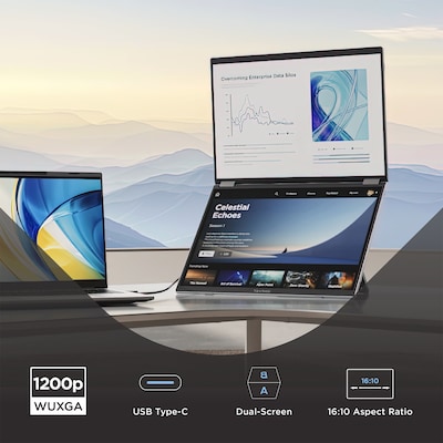 ViewSonic VG1457 14 WUXGA LED 60Hz Dual Screen Portable Monitor, Universal Docking Station