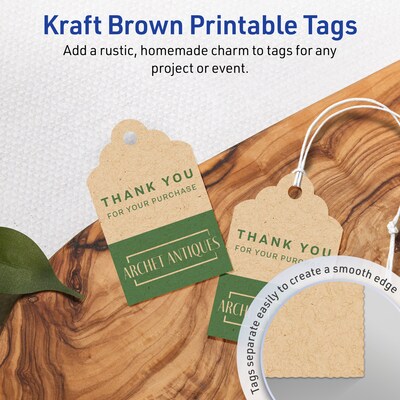 Avery 2 x 1-1/4  Blank Price & Merchandise Tags, Kraft Brown, 180/Carton (95291-KMT10)