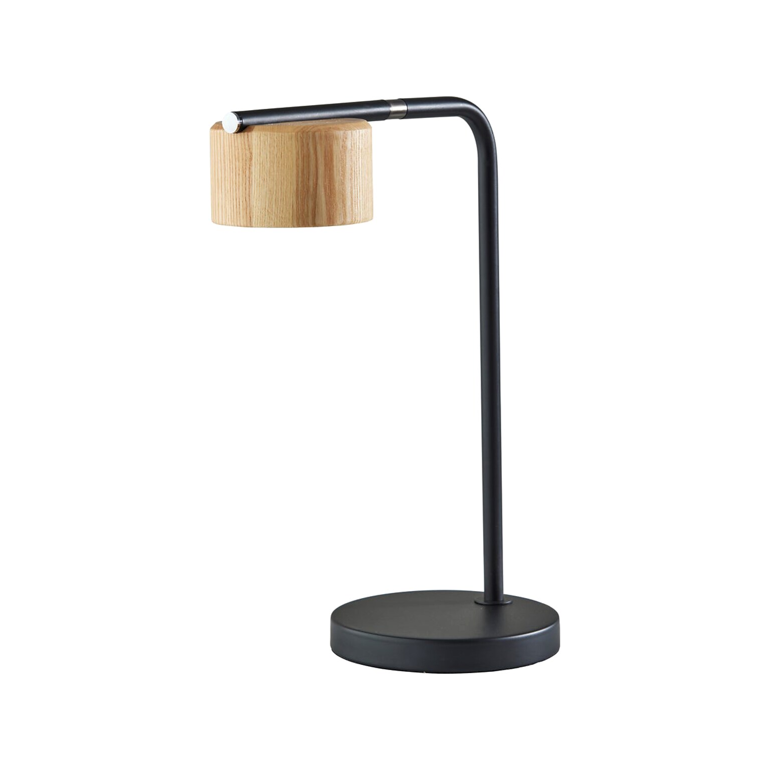 Adesso Roman LED Desk Lamp, 17, Matte Black/Natural Wood (6106-01)