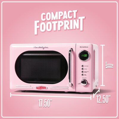 Nostalgia Retro 0.7 Cubic Foot Countertop Microwave, Pink (NRMO7PK6A)