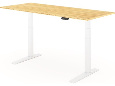 FlexiSpot E7 Pro 72W Electric Adjustable Standing Desk, Bamboo/White (E7WPRO7230-LBZB)