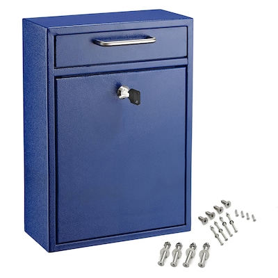 AdirOffice Steel Large Wall Mounted Drop Box Interoffice Mailbox, Key Lock, Blue (631-04-BLU-PKG)