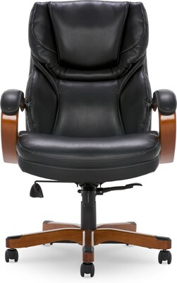 Serta Conway Ergonomic Bonded Leather Executive Big & Tall Chair, 350 lb. Capacity, Black/Brown (CHR100007)