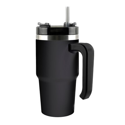 Outdoors Professional Stainless Steel Double-Walled Vacuum Insulated Tumbler with Straw, 20 oz., Black (OUTD6069)