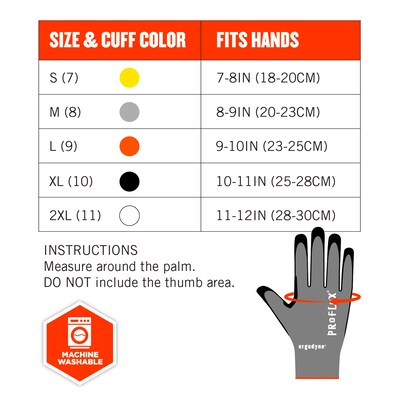 Ergodyne ProFlex 7072 Nitrile Coated Cut-Resistant Gloves, ANSI A7, Gray, Small, 12 Pair (10302)
