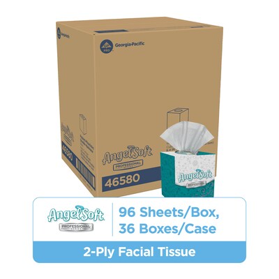 Angel Soft Professional Series Standard Facial Tissue, 2-Ply, 96 Tissues/Box, 36 Boxes/Pack (46580)