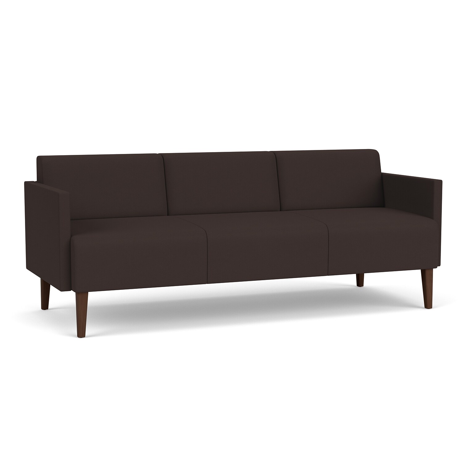 Lesro Luxe 76.5W Fabric Sofa, Open House Coffee Bean/Riftwood Walnut (LX1601.FRW-01OHCB)