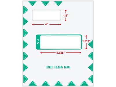 ComplyRight Self-Seal Tax Envelope, 11.63" x 9.63", White/Green, 50/Pack (PEV48)