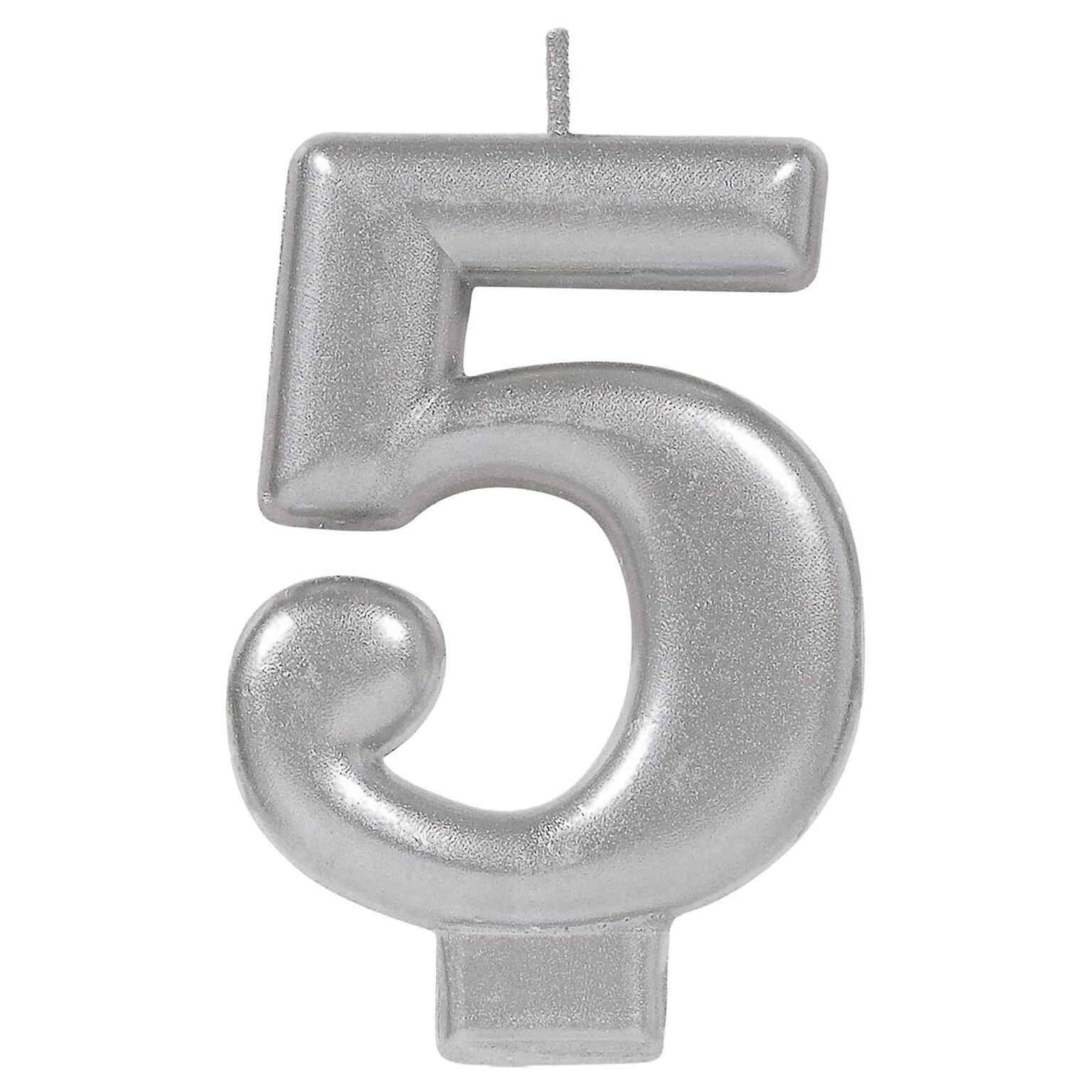 Party City Number 5 Birthday Candle, Silver (AM170581)