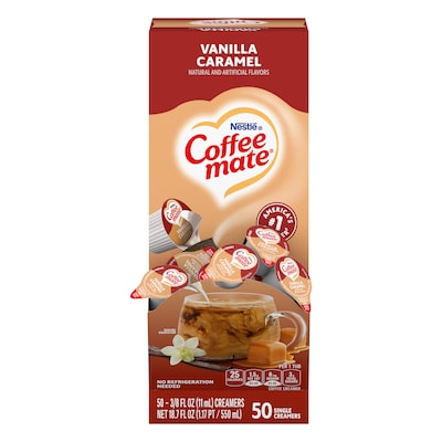NESTLE COFFEE MATE Coffee Creamer Vanilla Caramel Flavor, Liquid Creamer Singles, 0.375 fl oz, 50 Count.