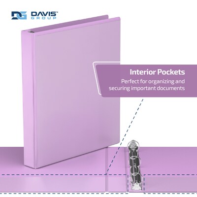 Davis Group Standard View 1" 3-Ring Binders, Lavender, 6/Pack (7411-13-06)