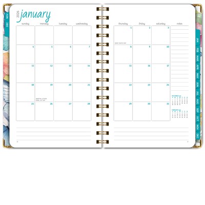 2026 Global Printed Products Watercolor Butterflies 5.5" x 8" Weekly & Monthly Planner, Paperboard Cover (NRY26-58-33)