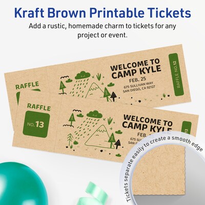 Avery Integrated Cards, 2-3/4 x 8-1/2, Matte Kraft Brown, 200/Box (95332)