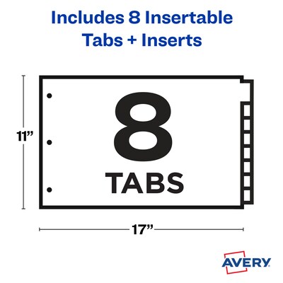 Avery Big Tab Insertable Plastic Dividers for 11" x 17" Binders, 8 Tabs, Multicolor (11179)