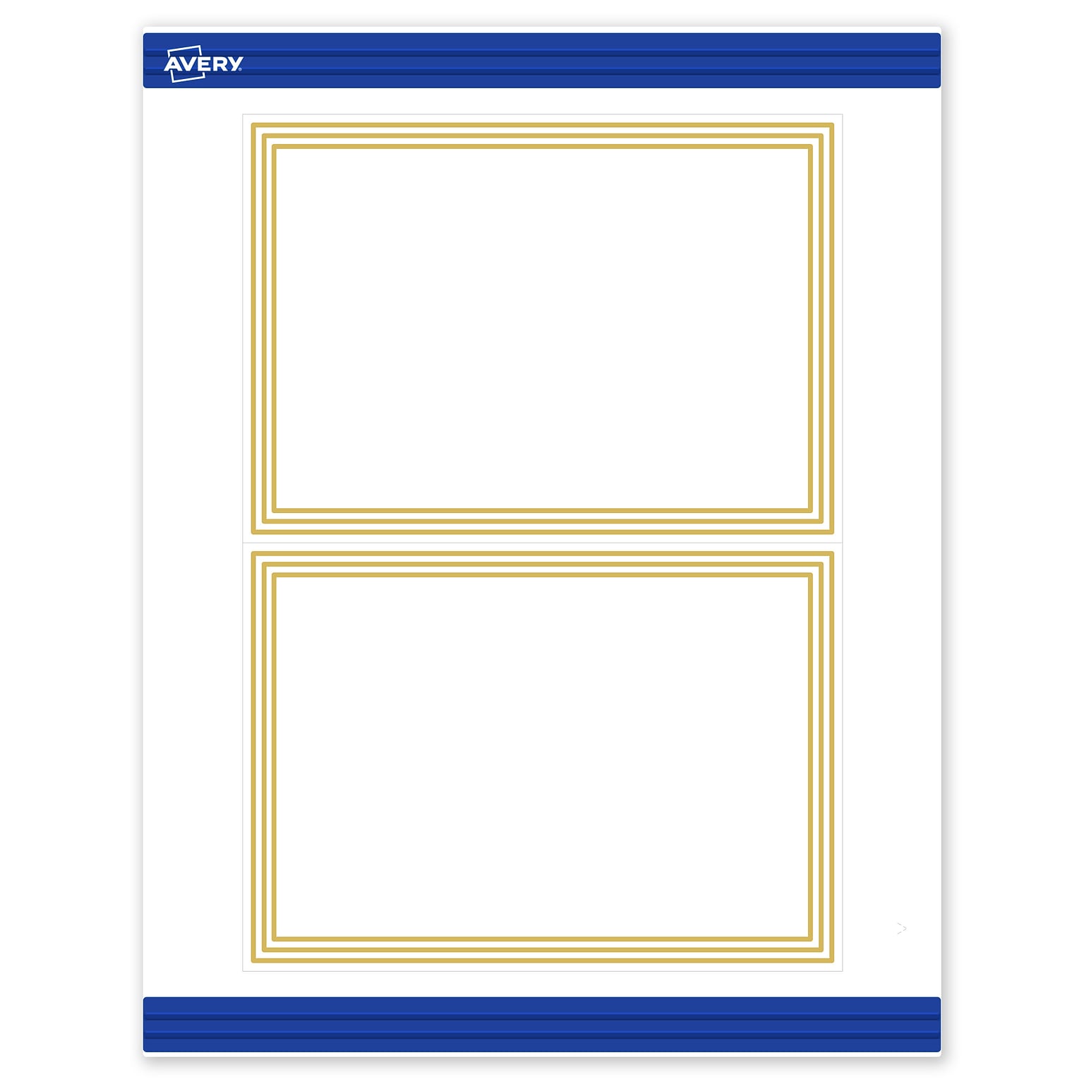 Avery Gold Multi-Lined Border Matte Blank Card, White, 20/Pack (S00-DHS)