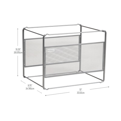 Mind Reader Hanging File Folder Organizer Metal, Silver (BOXFILE-SIL)