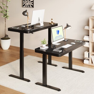 FlexiSpot EG9 48"W Electric Adjustable Glass Top Standing Desk, Black (EG9B-E)