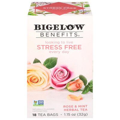 Bigelow Benefits Decaf Rose Mint Tea Bags, 18/Box (01027)