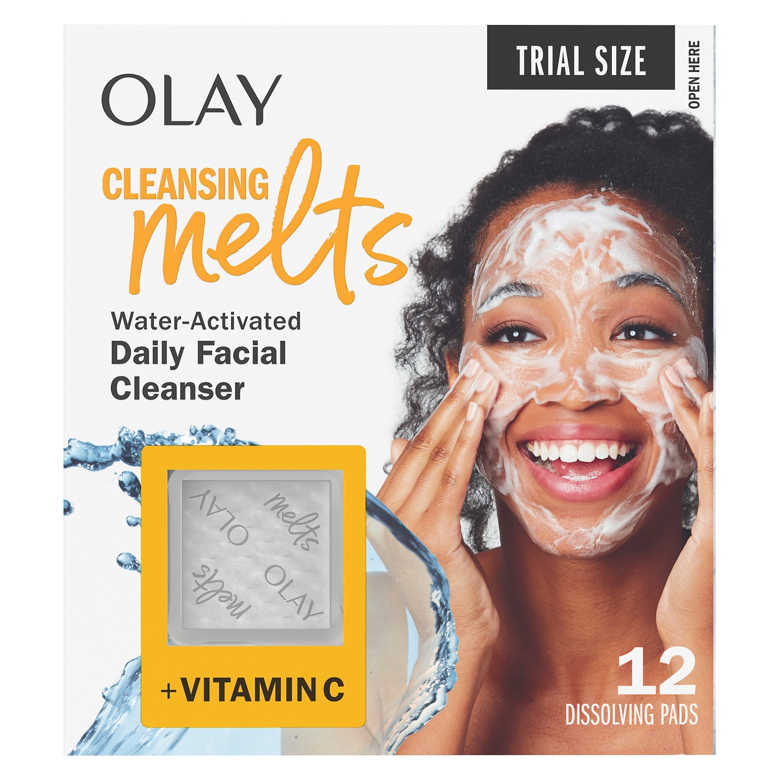 Olay Cleansing Melts + Vitamin C Face Wash & Cleanser for All Skin Types, 12 Pads/Pack (21002)