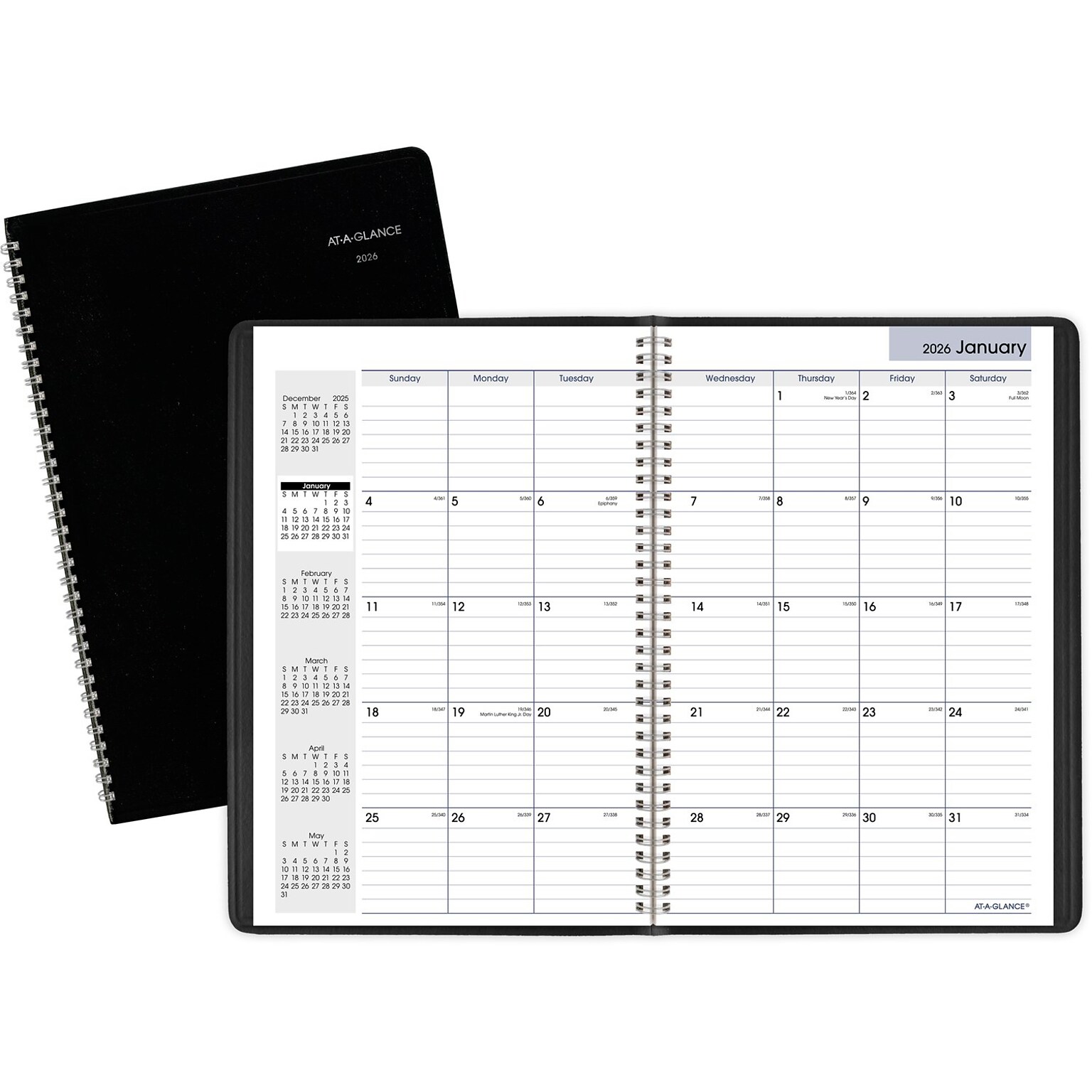 2026 AT-A-GLANCE DayMinder 8 x 12 Monthly Planner, Faux Leather Cover, Black (G470-00-26)