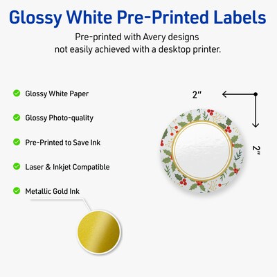 Avery Circle Multipurpose Labels, 2 Dia., White, 120/Pack (19479370464)