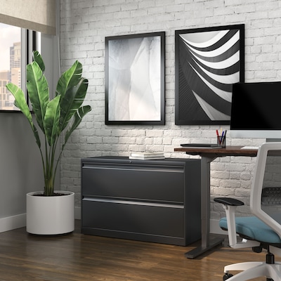 Quill Brand® 2-Drawer Lateral File Cabinet, Locking, Letter/Legal, Charcoal, 42"W (26822D)