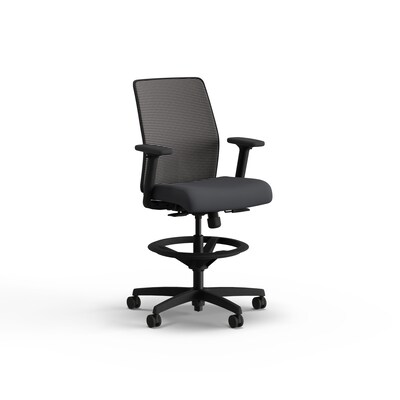 HON Ignition 2.0 Mesh/Vinyl Drafting Chair with Backrest and Footrest, Black/Basalt (HITSM.S1.A.H.IM.SX23.BL.SB.T)