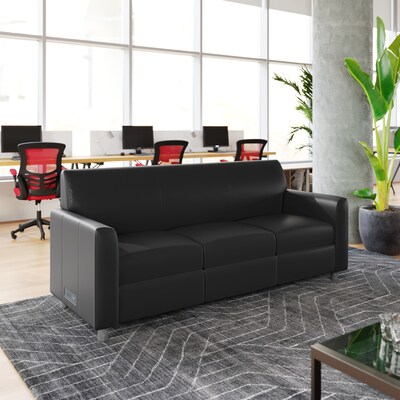 Flash Furniture Agent LeatherSoft Reception Sofa, Black/Chrome Legs (BT827U3BKCHR)