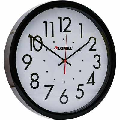 Lorell Self-Set 14-1/2" Quartz Wall Clock, Plastic, Battery Powered (LLR61009)