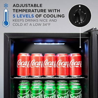 Ivation Freestanding Mini Fridge w/ Glass Door, 62 Can Capacity, Stainless Steel (IVABC620SS)